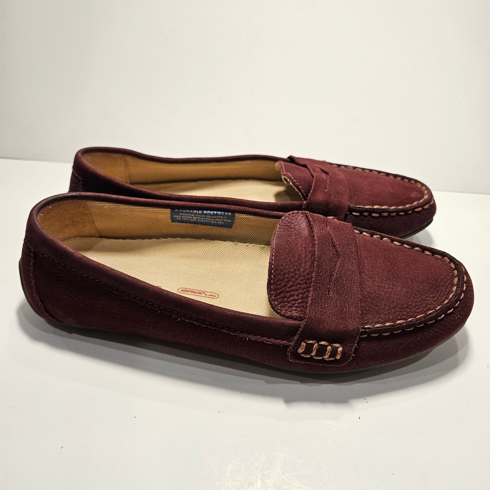 Rockport Ashika Burgundy Nubuck Leather Penny Loafers Womens 8 Adiprene - Picture 3 of 10
